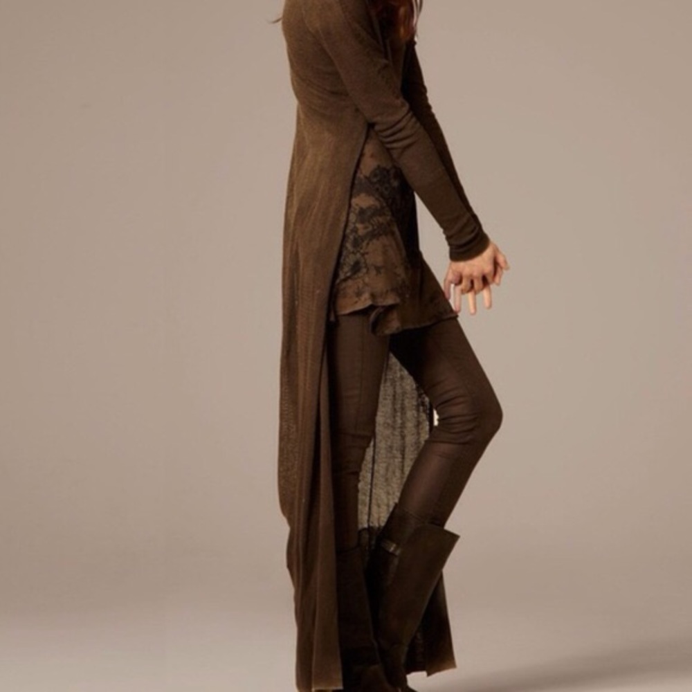 All Saints Forster Ashby brown coated skinny jeans